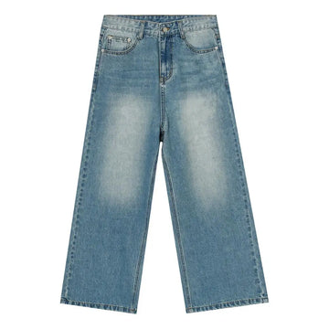Aidase Fall/Winter Men/Women Retro Blue Loose Straight Long Jeans 90s Vintage Casual Trousers  All Match Korean Denim Pants aidase-shop